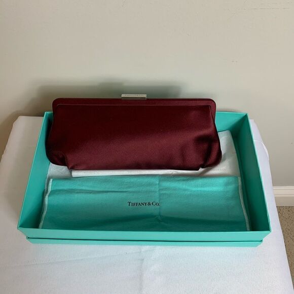 Tiffany & Co. Holly Satin Clutch - Burgundy- New - Picture 4 of 10